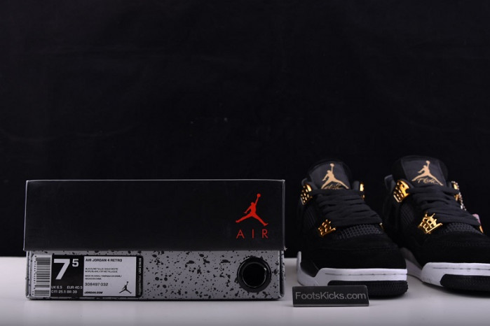 air jordan 4 “royalty” black/metallic gold-white mens 308497-032